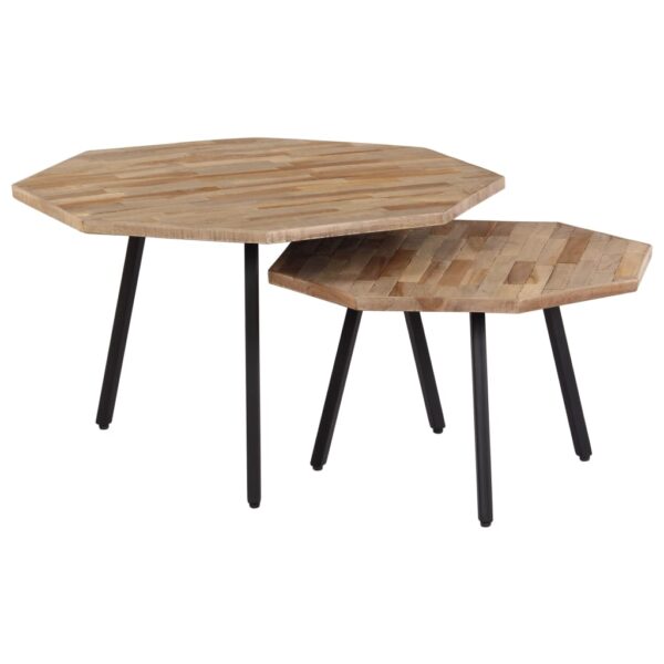 2-tlg. Couchtisch-Set Sechseckig Recyceltes Teakholz - Image 12