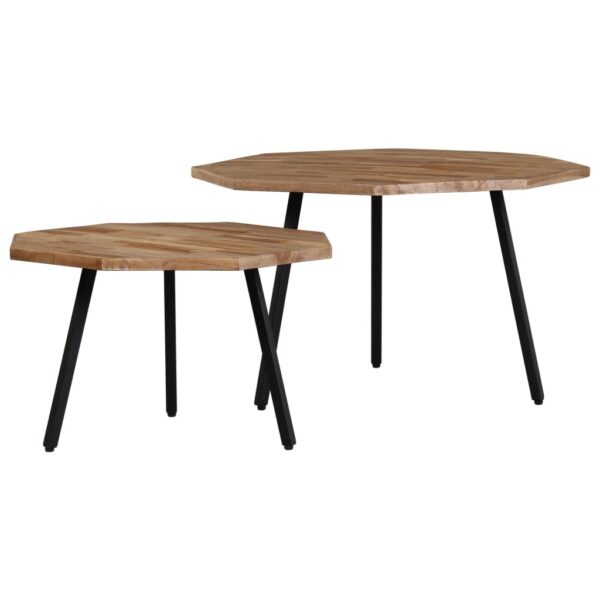 2-tlg. Couchtisch-Set Sechseckig Recyceltes Teakholz - Image 9