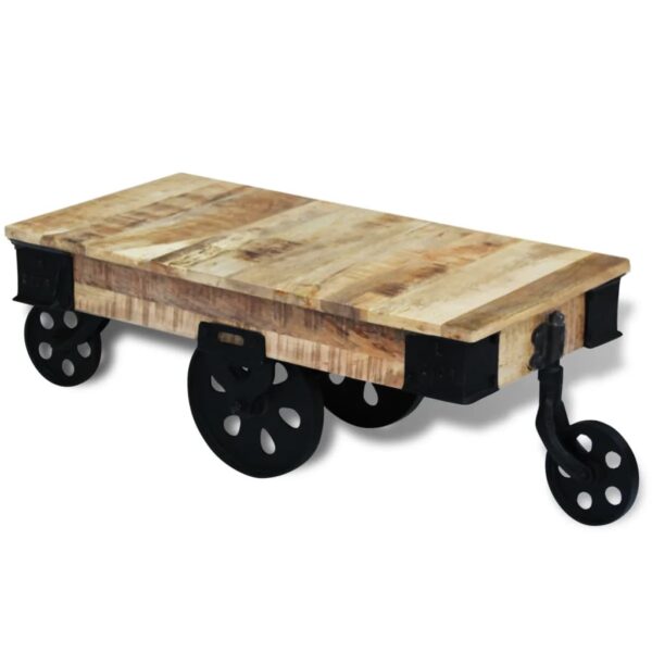Couchtisch mit Rollen Raues Mangoholz - Image 3