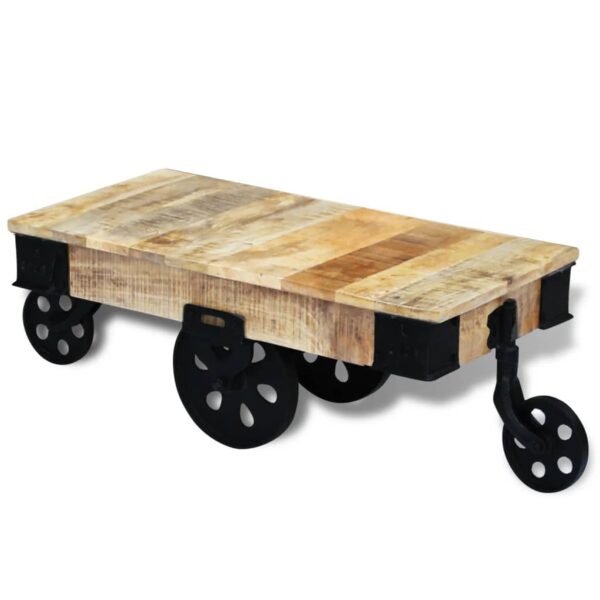 Couchtisch mit Rollen Raues Mangoholz - Image 4