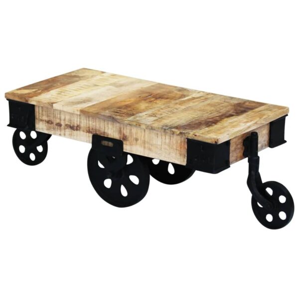 Couchtisch mit Rollen Raues Mangoholz - Image 5