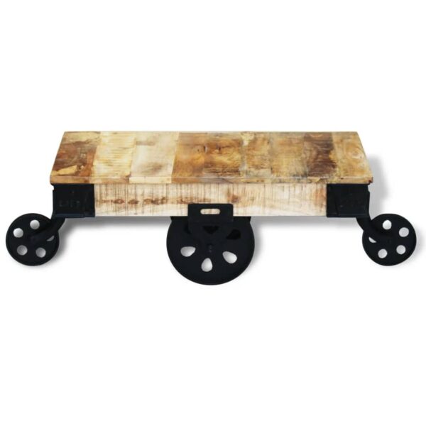 Couchtisch mit Rollen Raues Mangoholz - Image 6