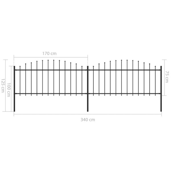 Gartenzaun mit Speerspitzen Stahl (0,5 - 0,75) x 3,4 m - Image 5