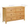 Schubladenschrank 105 x 33,5 x 73 cm Massivholz Eiche - Image 7