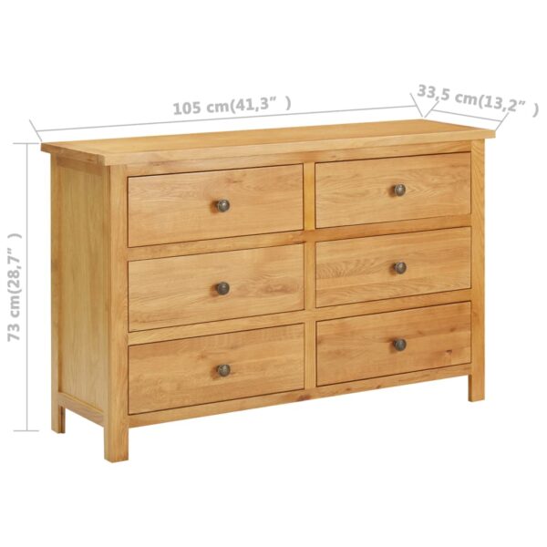 Schubladenschrank 105 x 33,5 x 73 cm Massivholz Eiche - Image 7