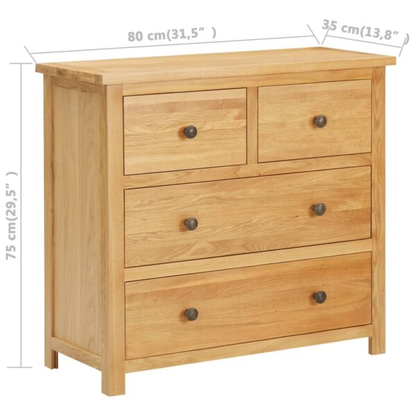 Kommode 80×35×75 cm Massivholz Eiche - Image 6
