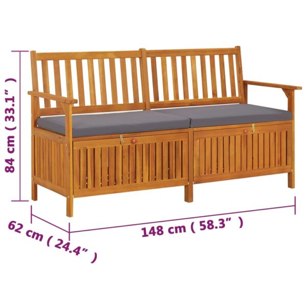 Truhenbank mit Kissen 148 cm Massivholz Akazie - Image 8