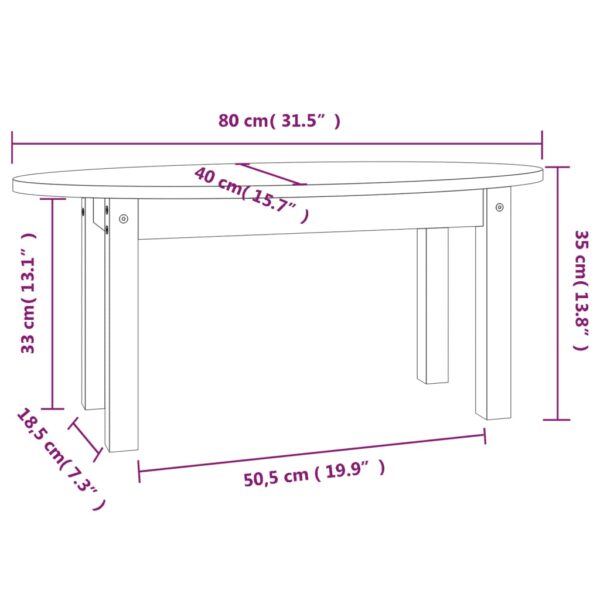 Couchtisch 80x40x35 cm Massivholz Kiefer - Image 9