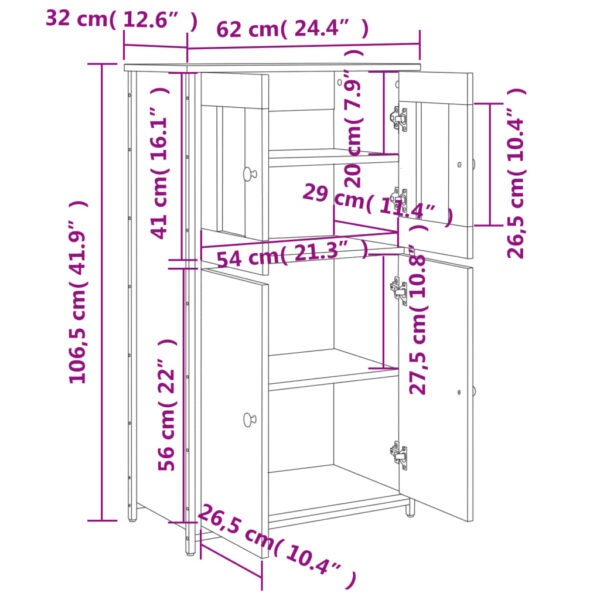 Highboard Sonoma-Eiche 62x32x106,5 cm Holzwerkstoff - Image 10