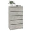 Schubladenschrank Betongrau 60x36x103 cm Holzwerkstoff - Image 4