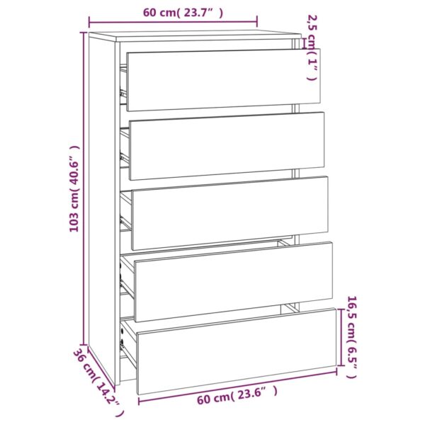 Schubladenschrank Betongrau 60x36x103 cm Holzwerkstoff - Image 10