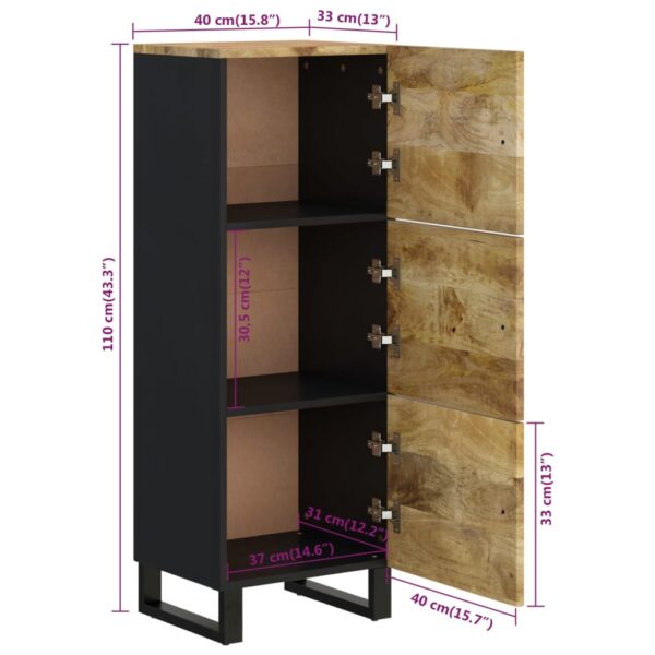 Highboard mit 3 Türen 40x33x110 cm Massivholz Mango & Eisen - Image 9