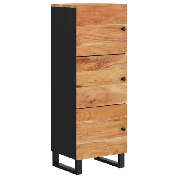 Highboard mit 3 Türen 40x33x110 cm Massivholz Akazie & Eisen - Image 4