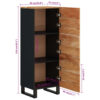 Highboard mit 3 Türen 40x33x110 cm Massivholz Akazie & Eisen - Image 9