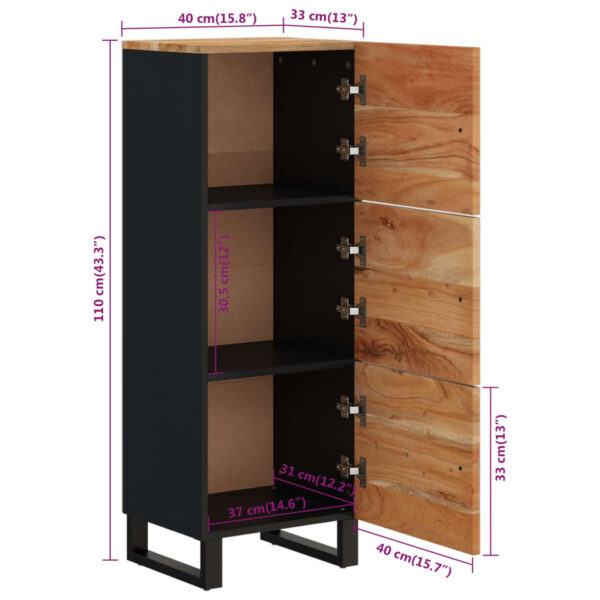 Highboard mit 3 Türen 40x33x110 cm Massivholz Akazie & Eisen - Image 9