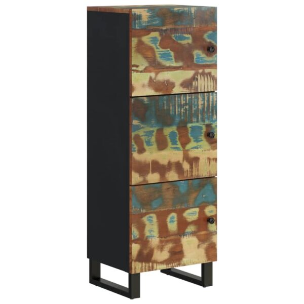 Highboard mit 3 Türen 40x33x110 cm Altholz Massiv & Eisen - Image 4