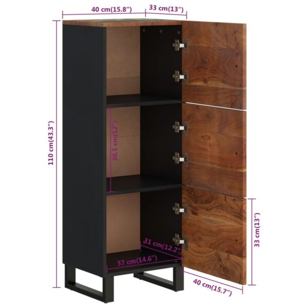 Highboard mit 3 Türen 40x33x110 cm Altholz Massiv & Eisen - Image 9