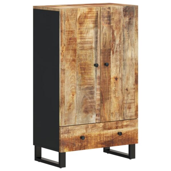 Highboard mit Schublade 60x33x100 cm Massivholz Mango & Eisen - Image 2