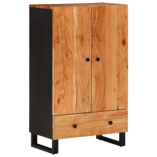 Highboard mit Schublade 60x33x100 cm Massivholz Akazie & Eisen - Image 2
