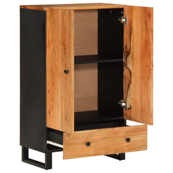 Highboard mit Schublade 60x33x100 cm Massivholz Akazie & Eisen - Image 4