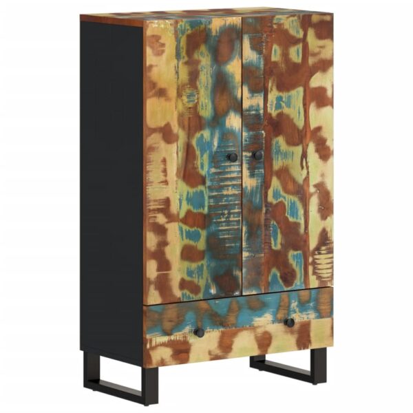 Highboard mit Schublade 60x33x100 cm Massives Altholz & Eisen - Image 2