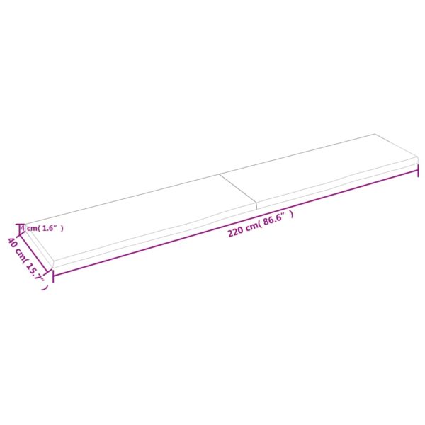 Wandregal 220x40x(2-4) cm Massivholz Eiche Unbehandelt - Image 10