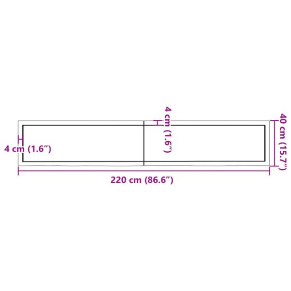 Wandregal 220x40x(2-4) cm Massivholz Eiche Unbehandelt - Image 11