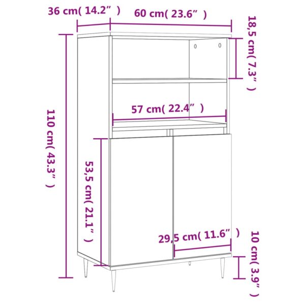 Highboard Sonoma-Eiche 60x36x110 cm Holzwerkstoff - Image 11