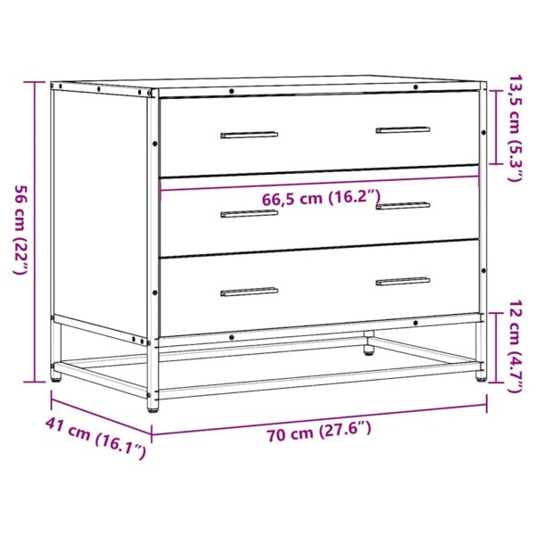 Schubladenschrank Sonoma-Eiche 70x41x56 cm Holzwerkstoff - Image 10