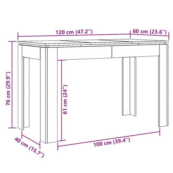 Esstisch Altholz-Optik 120x60x76 cm Holzwerkstoff - Image 9