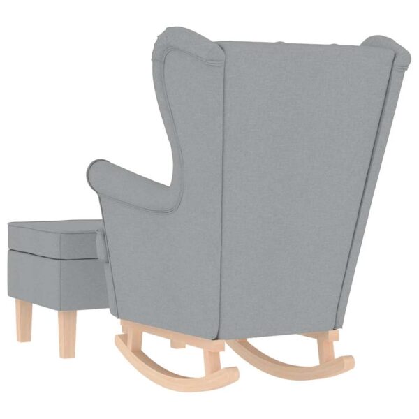 Schaukelsessel mit Hocker Hellgrau Stoff - Image 6