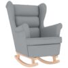Schaukelsessel mit Hocker Hellgrau Stoff - Image 7