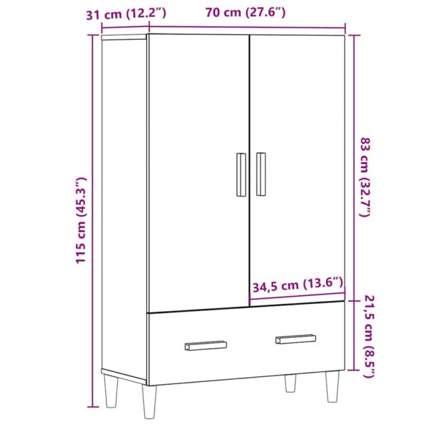 Highboard Artisan-Eiche 70x31x115 cm Holzwerkstoff - Image 9