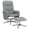 Relaxsessel mit Fußhocker Hellgrau Stoff - Image 2