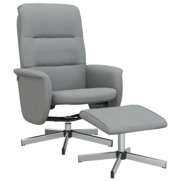 Relaxsessel mit Fußhocker Hellgrau Stoff - Image 2