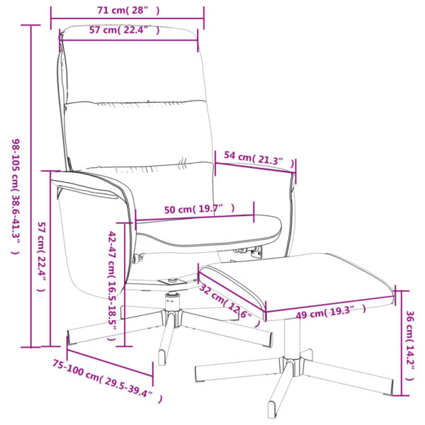 Relaxsessel mit Fußhocker Hellgrau Stoff - Image 9