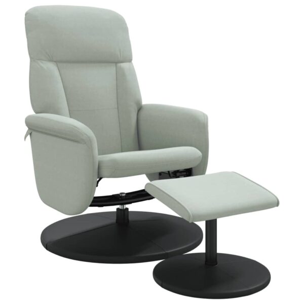 Relaxsessel mit Fußhocker Hellgrau Samt - Image 2