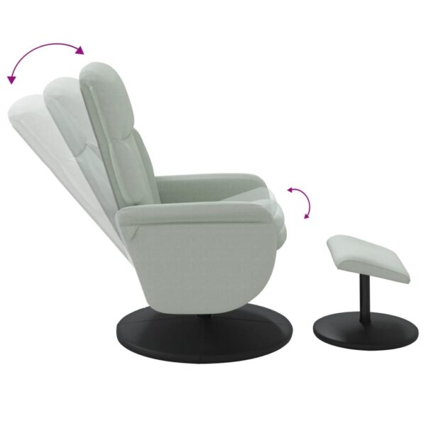 Relaxsessel mit Fußhocker Hellgrau Samt - Image 6