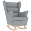 Schaukelsessel Hellgrau 74x90x102 cm Stoff - Image 2