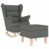 Schaukelsessel mit Hocker Dunkelgrau Stoff - Image 2