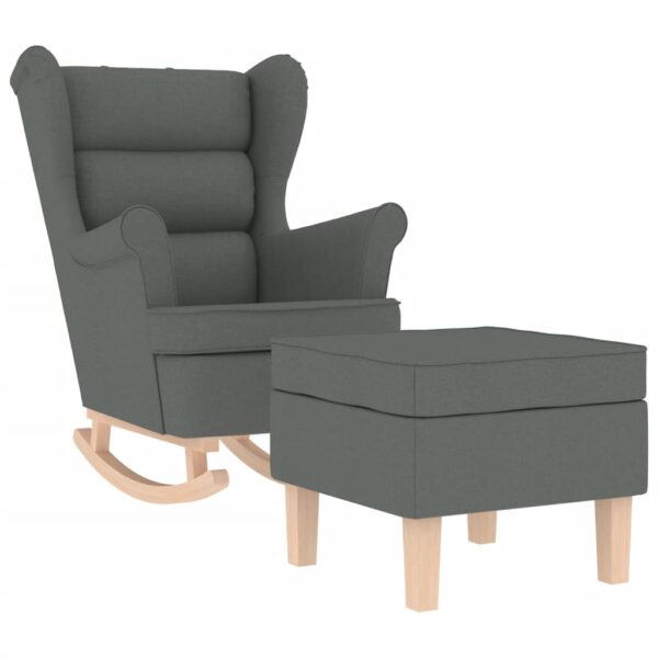 Schaukelsessel mit Hocker Dunkelgrau Stoff - Image 2