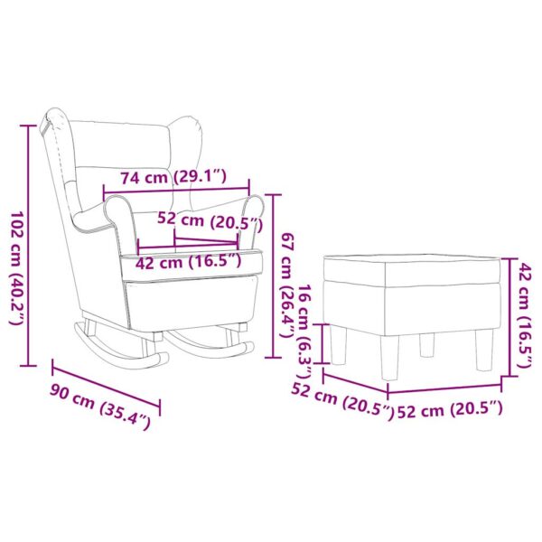 Schaukelsessel mit Hocker Dunkelgrau Stoff - Image 11