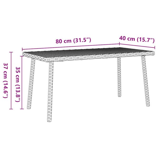 Garten-Couchtisch Rechteckig  80x40x37 cm Poly Rattan - Image 8