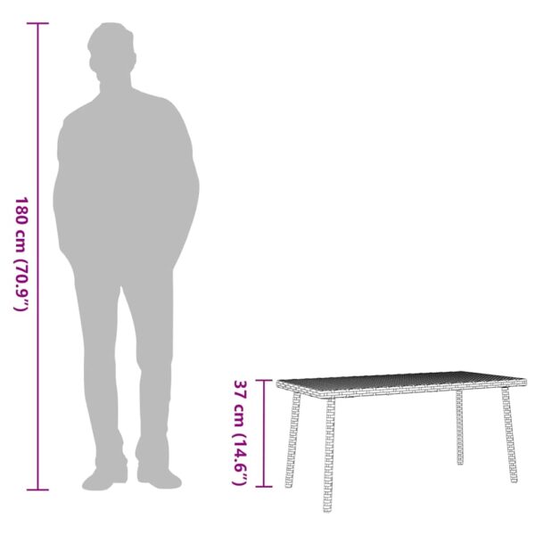 Garten-Couchtisch Rechteckig  80x40x37 cm Poly Rattan - Image 9